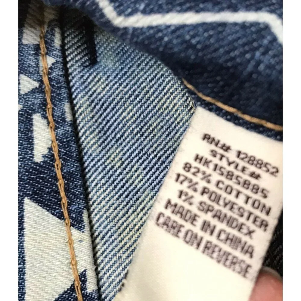 Hot Kiss Skinny Lily Blue White Aztec Pattern Jeans Size 1 Good Worn Condition - Picture 5 of 11